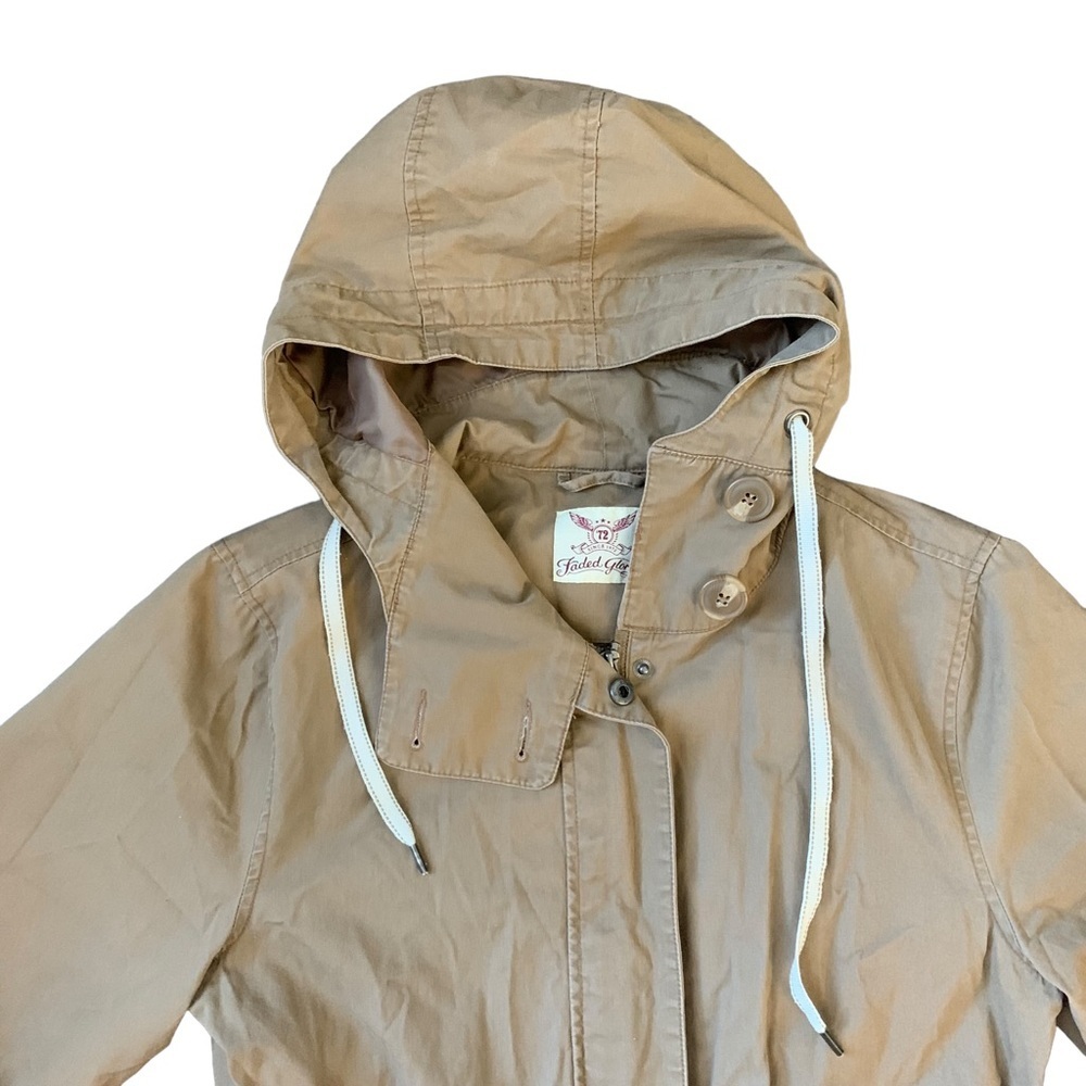 Faded Glory hooded tan khaki lightweight utility jacket size small - Picture 3 of 7